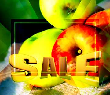 FX №198393  Sales promotion 3d Gold letters sale background Apples Template