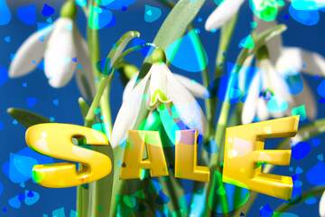 FX №198198  Sales promotion 3d Gold letters sale background Flowers With Drops