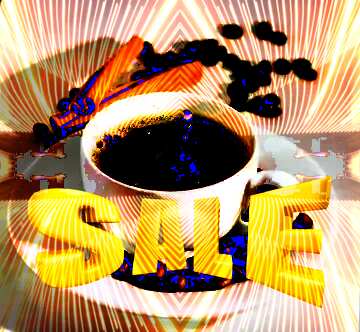FX №198498 Cup of coffee Sales promotion 3d Gold letters sale background Curves Pattern Template