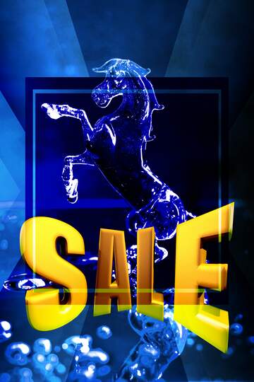 FX №198662  Sales promotion 3d Gold letters sale background Blue Horse Design Template