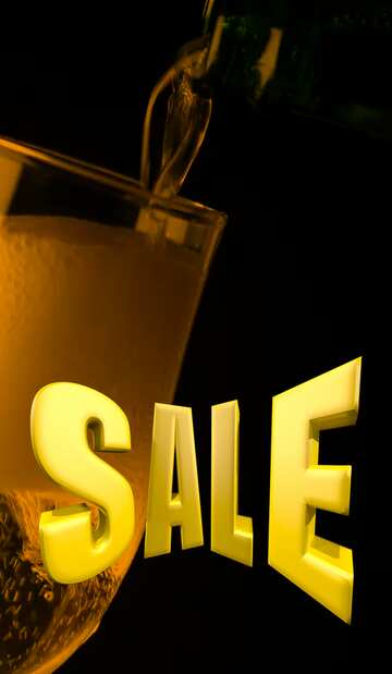 FX №198656 Champagne in glass Sales promotion 3d Gold letters sale background