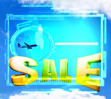FX №198264 Plane in the sky Sales promotion 3d Gold letters sale background