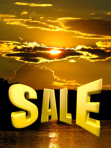 FX №198295 Beautiful sunset water Sales promotion 3d Gold letters sale background