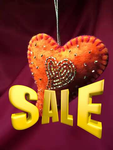 FX №198841 Valentine handmade gift with beads Sales promotion 3d Gold letters sale background Template