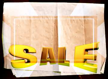 FX №198395 Old paper folded sheet Sales promotion 3d Gold letters sale background Template