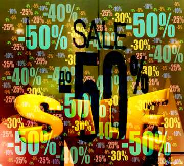 FX №198971 Huge discounts Sales promotion 3d Gold letters sale background 50%