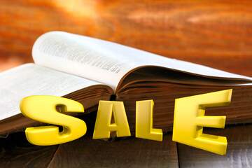 FX №198379 Open book Sales promotion 3d Gold letters sale background