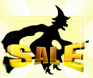 FX №198106 Halloween clipart witch Sales promotion 3d Gold letters sale background Template