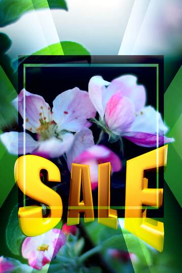 FX №198424 Macro flower Apple Sales promotion 3d Gold letters sale background Template