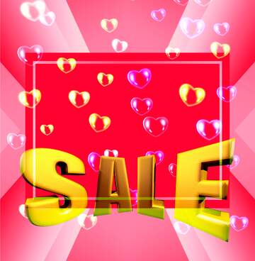 FX №198127 red hearts Sales promotion 3d Gold letters sale background Template