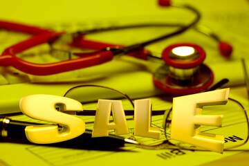 FX №198680 Doctor online Sales promotion 3d Gold letters sale background Template