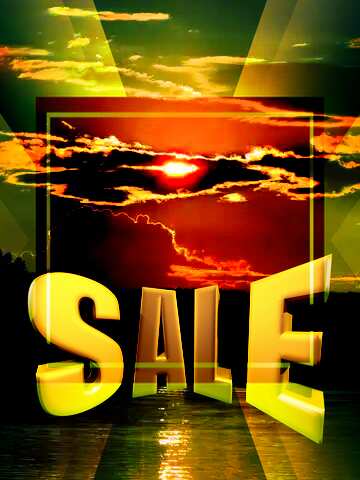 FX №198296 Beautiful sunset water Sales promotion 3d Gold letters sale background Template