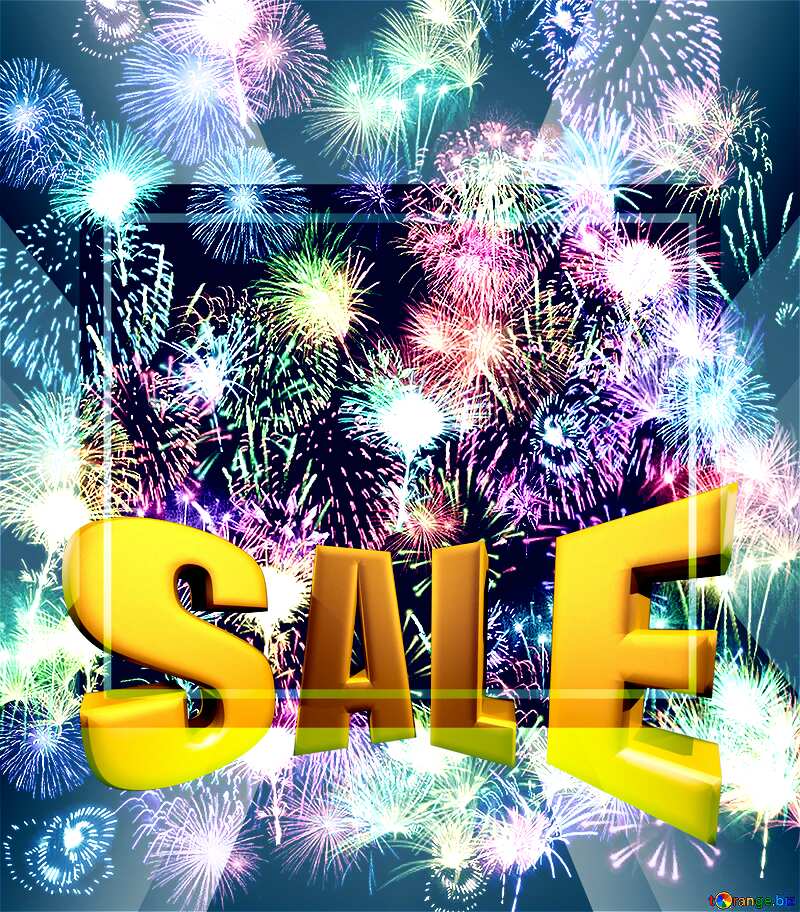  Sales promotion 3d Gold letters sale background Fireworks Template №39942