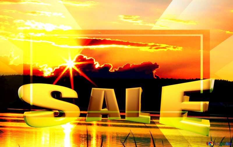 Sunny evening on the Lake Sales promotion 3d Gold letters sale background №36479
