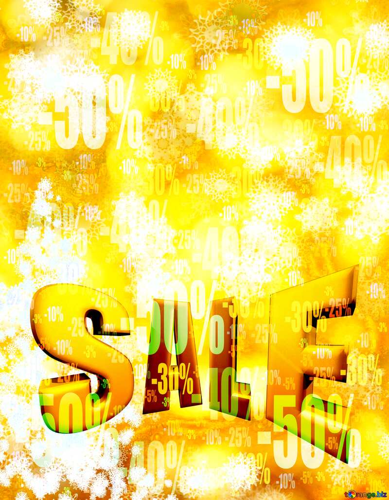  Gold Christmas Curved Snowflakes winter hot sales banner template design background Store discount yellow Sales promotion 3d Gold letters №40671
