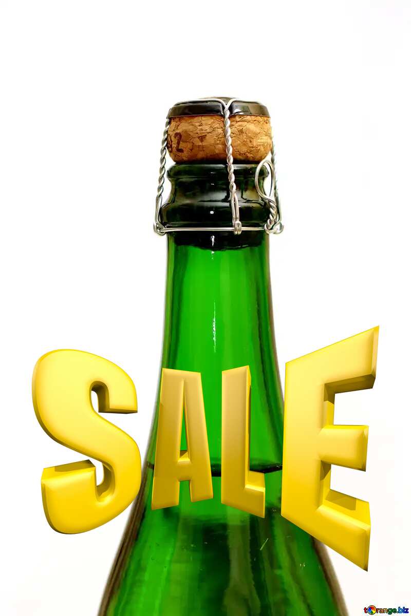 Bottle of champagne Sales promotion 3d Gold letters sale background №25786