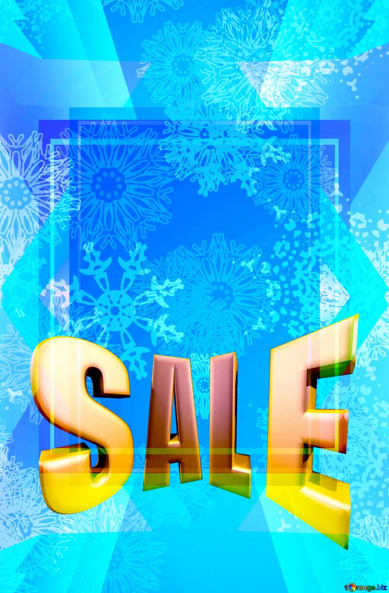  Blue Christmas template frame Sales promotion 3d Gold letters sale background №40658
