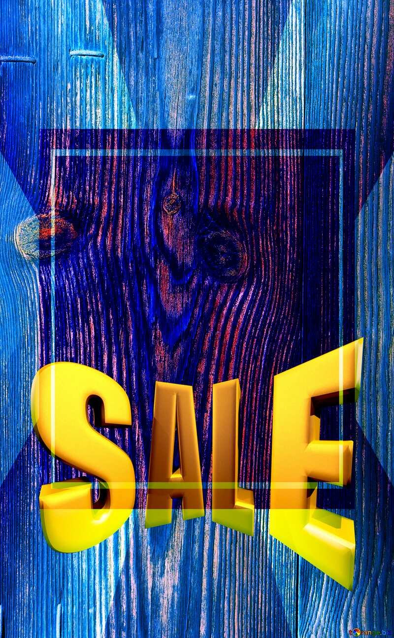 Stained Blue wood texture Sales promotion 3d Gold letters sale background Template №28901