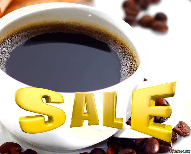 Beautiful photo of coffee Sales promotion 3d Gold letters sale background Template №32167