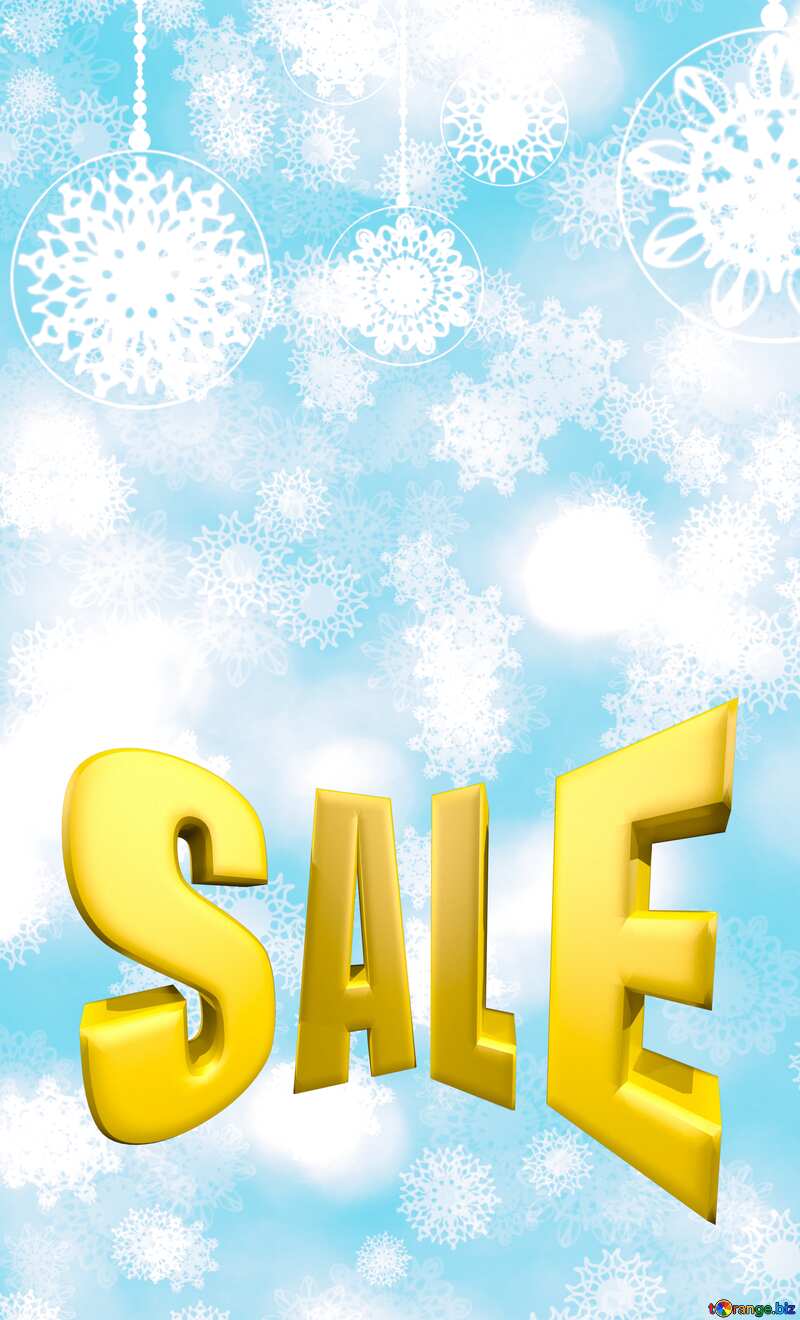 Blue soft Sales promotion 3d Gold letters sale background Snowflakes №40734