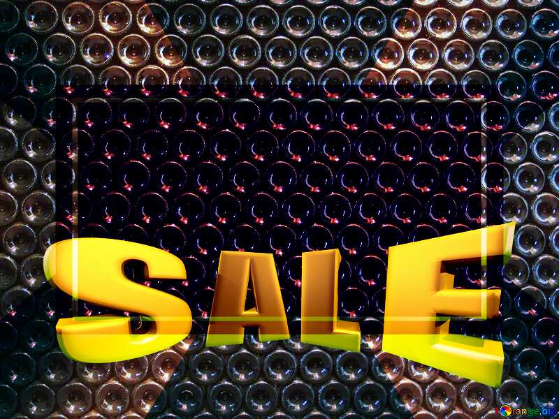 Wall of bottles Sales promotion 3d Gold letters sale background Template №31688