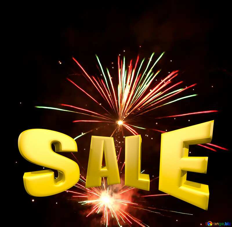  Sale offer discount template Fireworks Background Sales promotion 3d Gold letters №37177