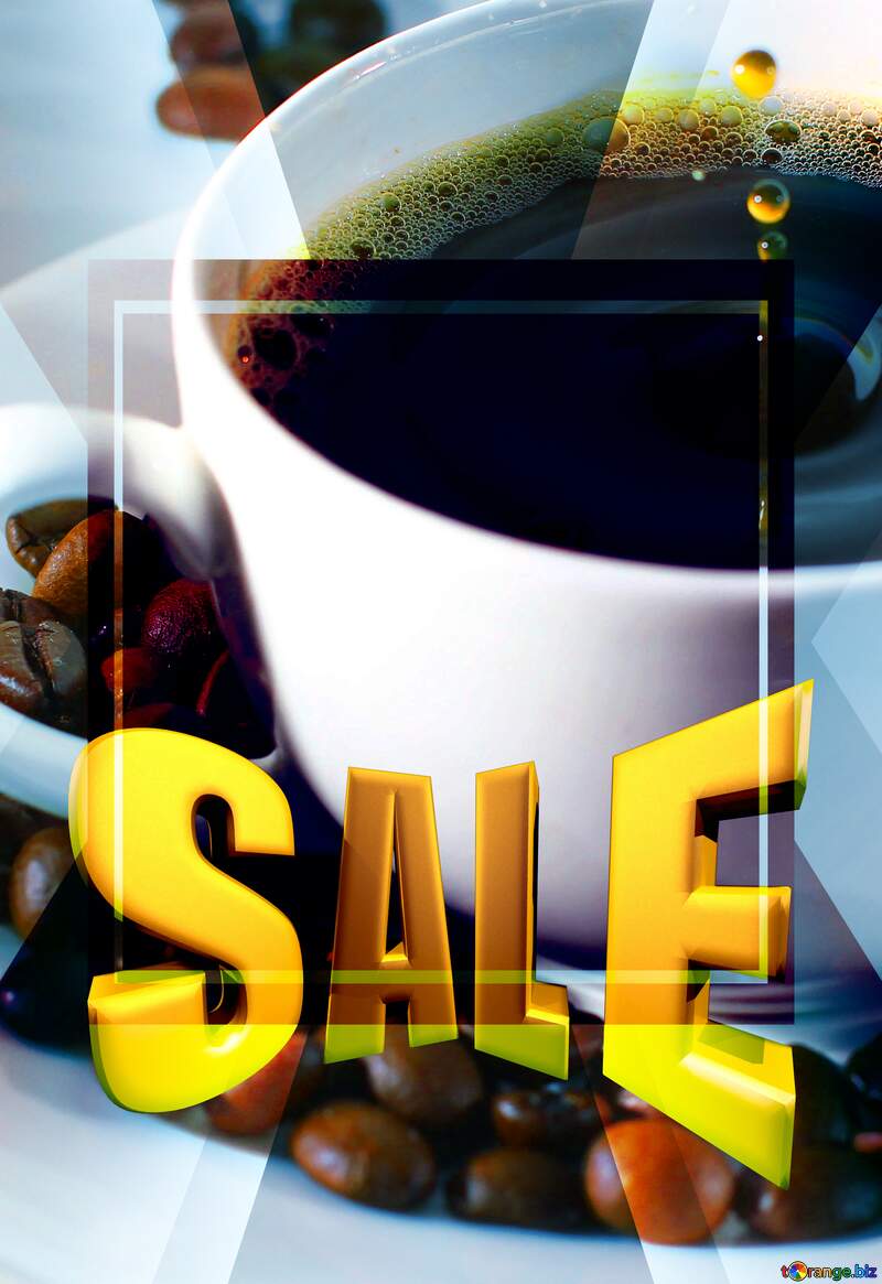 A drop of coffee Sales promotion 3d Gold letters sale background Banner Template №30848