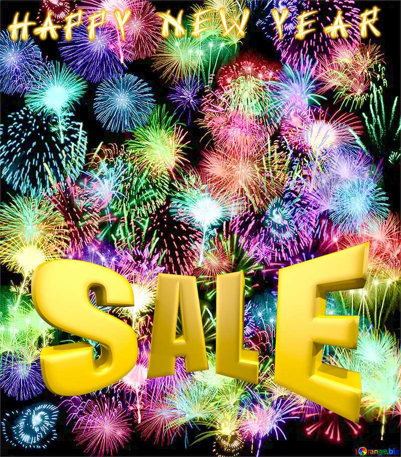  Background fireworks Sale background New Year Sale offer discount template Sales promotion 3d Gold letters №39942