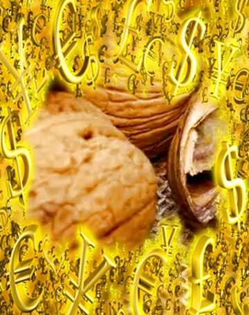 FX №199956  Walnuts Sale offer discount template Gold money frame border 3d currency symbols business