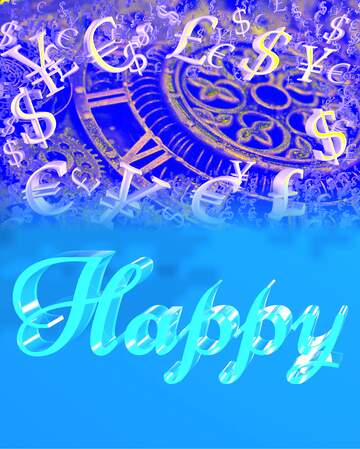 FX №199719  Happy glass blue background Steampunk Pattern Gold money frame border 3d currency symbols business ...