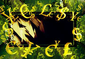 FX №199667 Abstract Computer Futuristic Shape pattern Gold money frame border 3d currency symbols business...