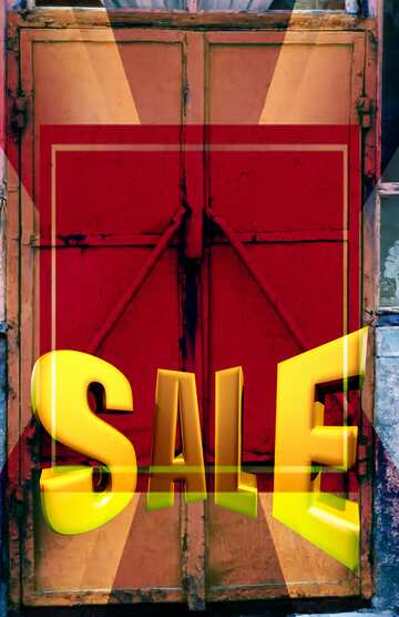 FX №199077 The texture of the iron rex doors Sales promotion 3d Gold letters sale background