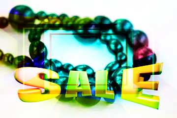 FX №199413  Wooden Beads Colorful illustration template frame responsive Sales promotion 3d Gold letters sale...