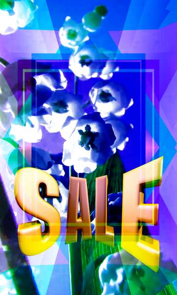FX №199274  Flowers lily Blue Blank Frame Design Template Sales promotion 3d Gold letters sale background