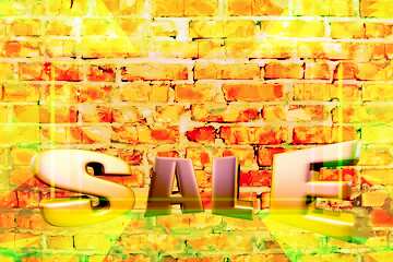 FX №199577  Yellow brick wall texture Infographic Frame Design Template Sales promotion 3d Gold letters sale...