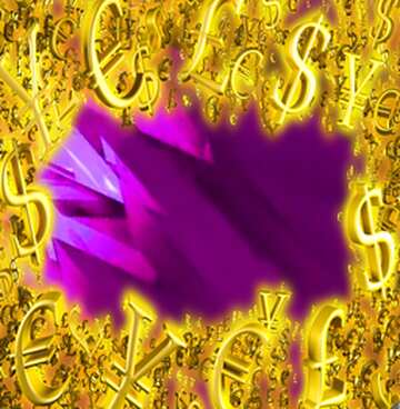 FX №199819  Gold money frame border 3d currency symbols business template Abstract Purple Background...
