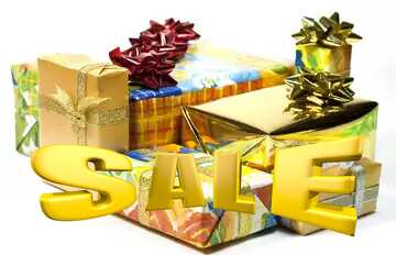 FX №199203 Boxes gifts at White background Sales promotion 3d Gold letters sale background