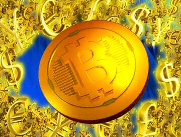 FX №199820  Gold money frame border 3d currency symbols business template Bitcoin Abstract Background Coin...