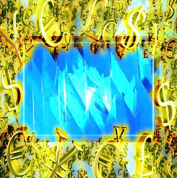FX №199817  Gold money frame border 3d currency symbols business template Blue Futuristic Abstract Background