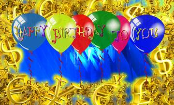 FX №199818  Happy Birthday Card Background Sale offer discount template Gold money frame border 3d currency...