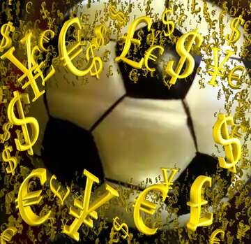 FX №199711  soccer balls pattern Gold money frame border 3d currency symbols business template