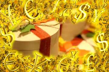 FX №199867 Autumn gift wrapping Gold money frame border 3d currency symbols business template