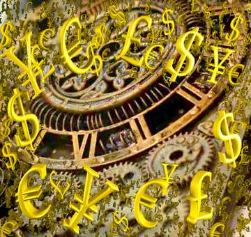 FX №199724  Steampunk Pattern Background Gold money frame border 3d currency symbols business template