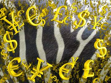 FX №199743 Texture patterns zebra Gold money frame border 3d currency symbols business template
