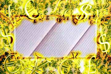 FX №199982 Texture white stripes Gold money frame border 3d currency symbols business template