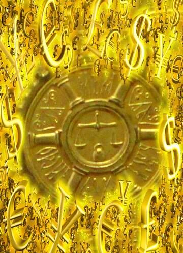 FX №199983 Medal scientist Gold money frame border 3d currency symbols business template