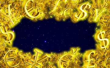 FX №199973 Starry sky Gold money frame border 3d currency symbols business template
