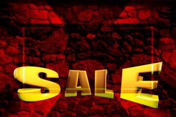 FX №199089  Rubble masonry texture. Red Template Sales promotion 3d Gold letters sale background