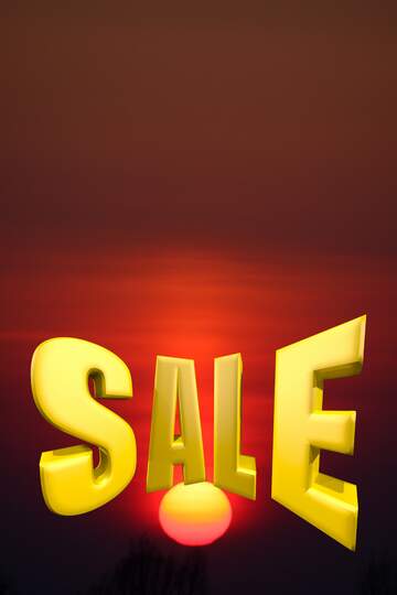 FX №199516 Red Sunset. Background. Sales promotion 3d Gold letters sale