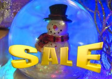 FX №199221 Snowman glass ball Sales promotion 3d Gold letters sale background